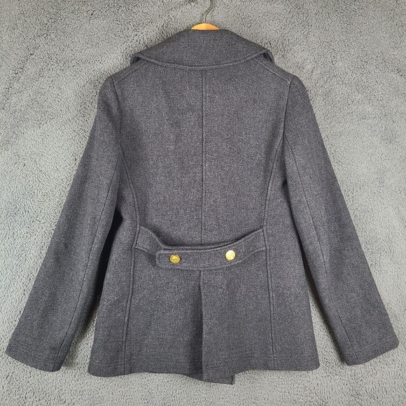 J.CREW Women's 6T Stadium Cloth Nello Gori Peacoat Gray Wool Double Breasted - Picture 3 of 9